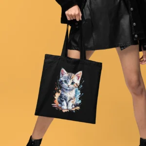 Cute Kitten Print Tote Bag