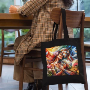 Couple Print Canvas Tote Bag