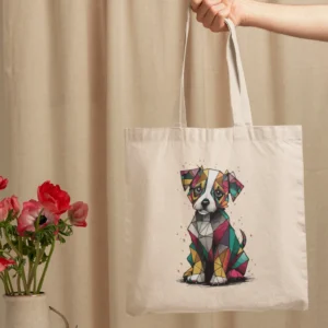 Geometric Dog Print Tote Bag