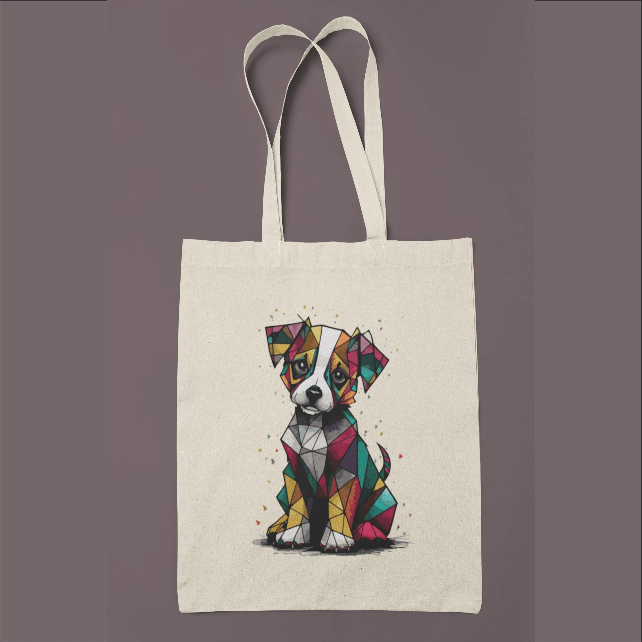 Geometric Dog Print Tote Bag - Image 2