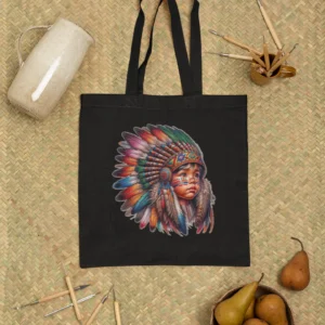 Colorful Feathered Headdress Design Tote Bag