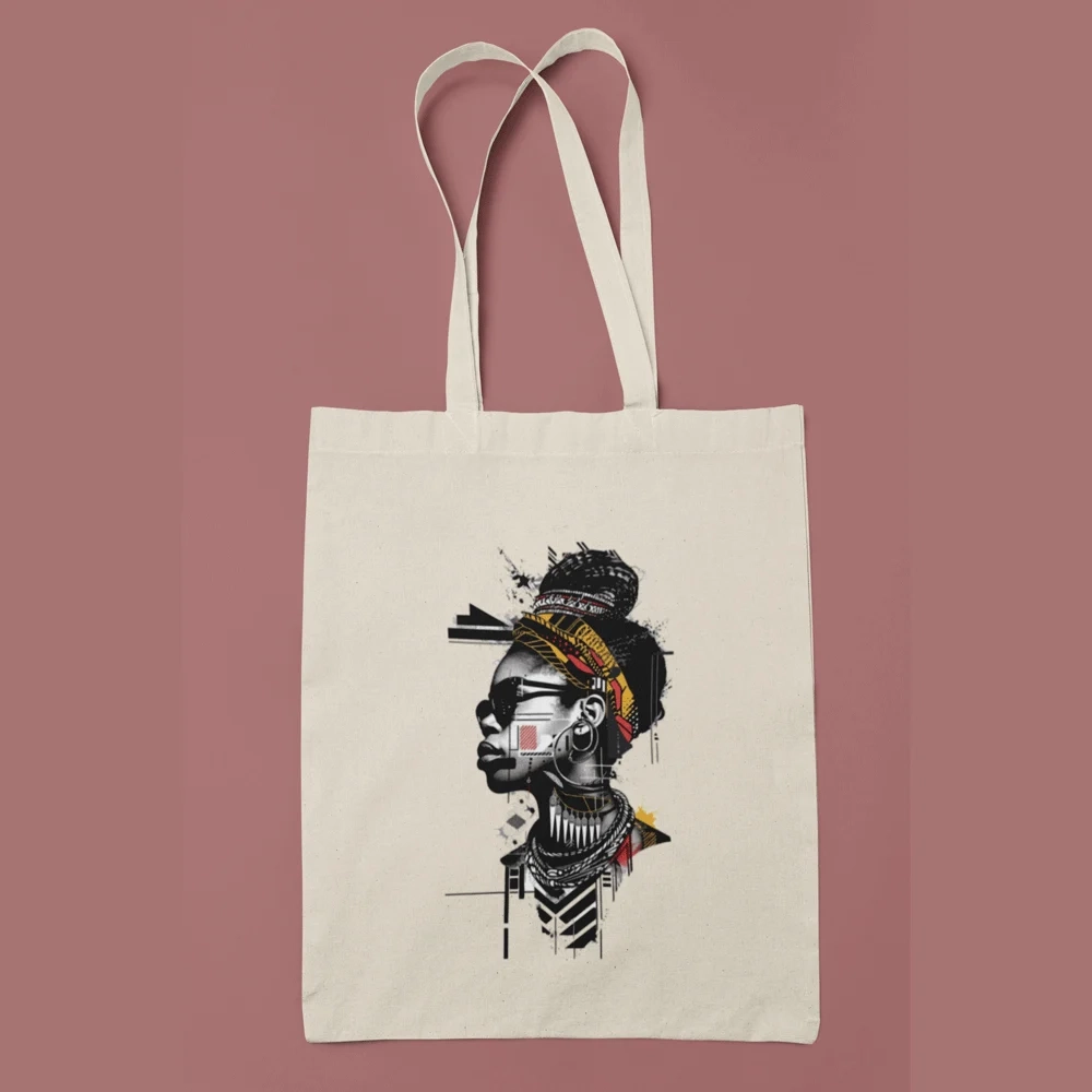 Canvas Tote Bag with Afro Futuristic Art - Image 2