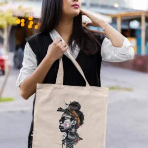 Canvas Tote Bag with Afro Futuristic Art