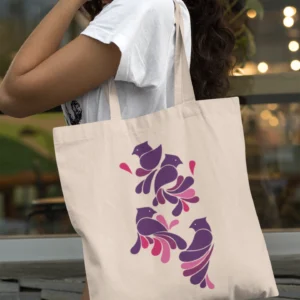 Bird Pattern Canvas Tote Bag