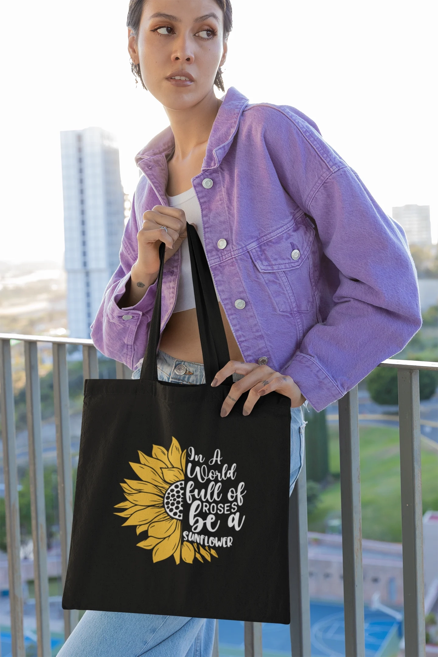 Sunflower Quote Canvas Tote Bag