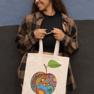Colorful Apple Print Tote Bag