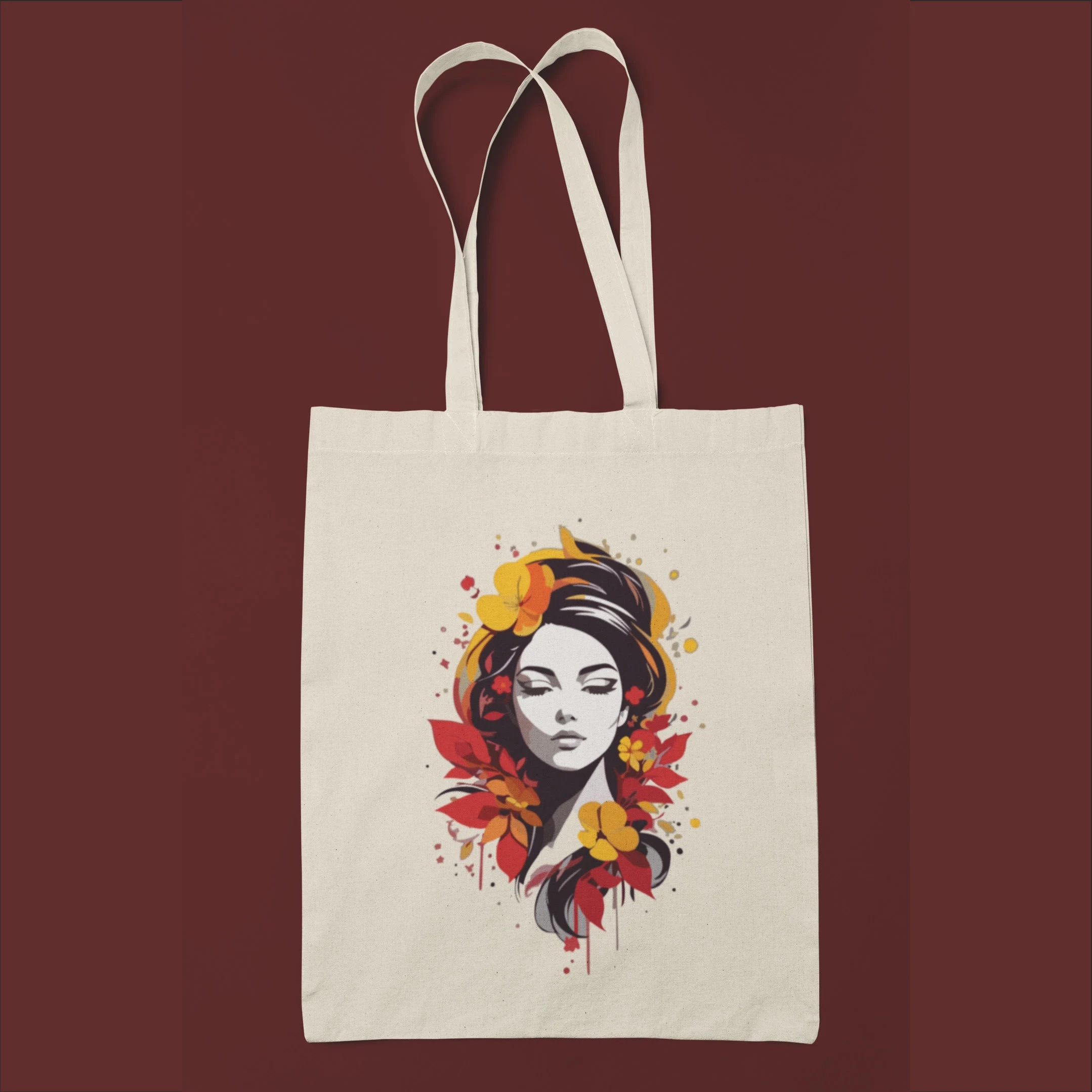 Artistic Floral Canvas Tote Bag - Image 2