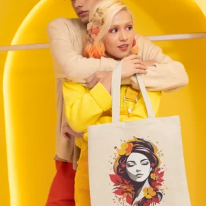 Artistic Floral Canvas Tote Bag