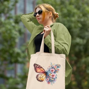 Butterfly Floral Tote Bag