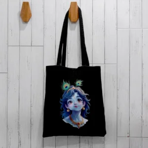 Black Tote Bag with BalKrishna painting