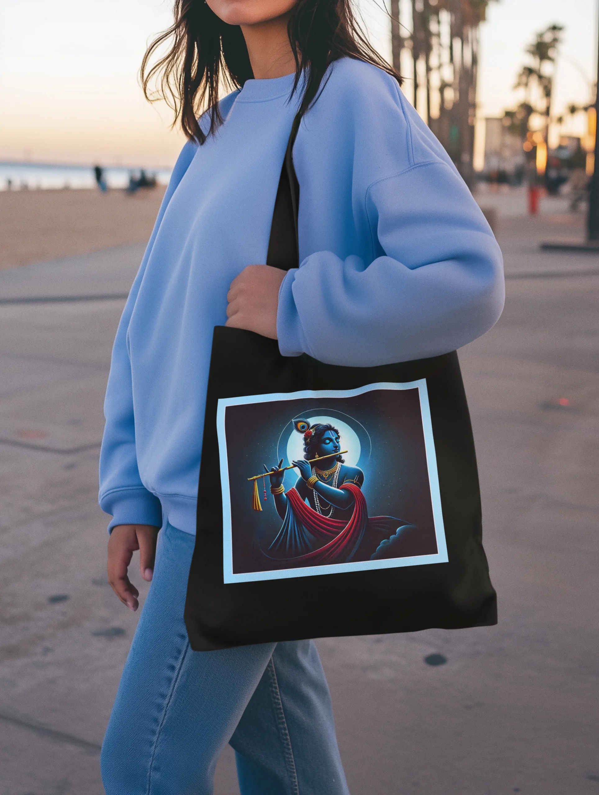 Krishna Digiprint on Canvas Tote Bag